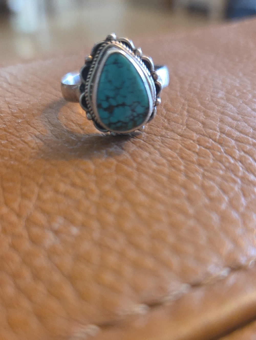 Turquoise Teardrop Sterling Silver Ring 925- Women Jewelry